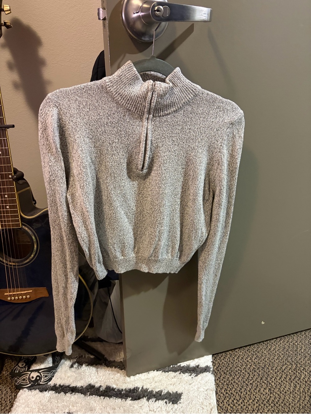 Brandy Melville quarter zip speckled grey sweater